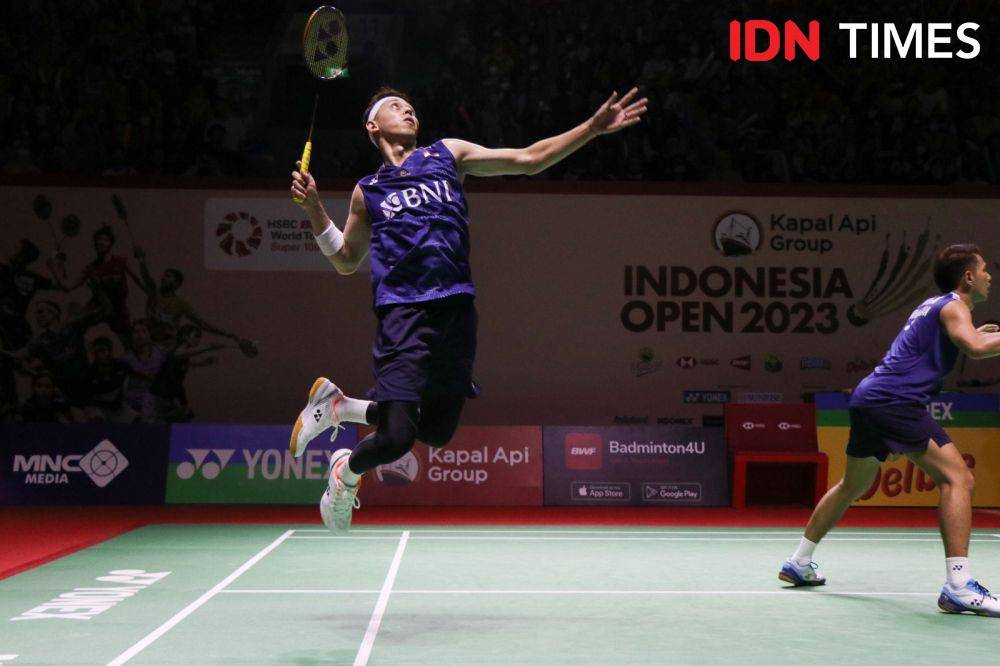 Fajar Alfian/Muhammad Rian Ardianto memenangkan babak 32 besar Indonesia Open 2023. (IDN Times/Reynaldy Wiranata)