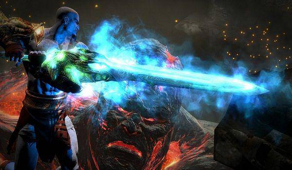Kratos menggunakan Blade of Olympus (dok. Santa Monica Studio/God of War III Remastered)