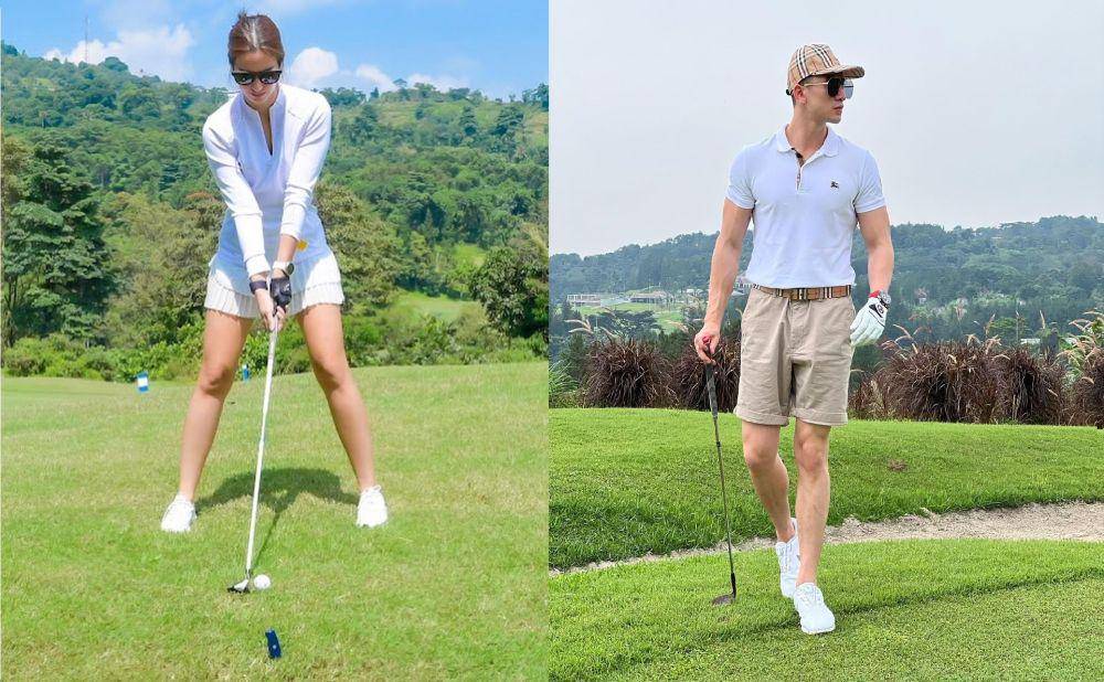 Kolase potret Nia Ramadhani dan Verrel Bramasta bermain Golf (instagram.com/ramadhaniabakrie) I (instagram.com/bramastavrl)