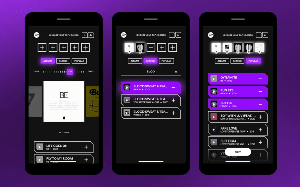 ilustrasi My Top 5: BTS Songs (newsroom.spotify.com)