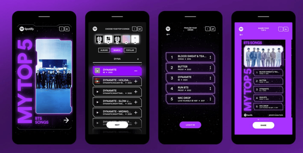 ilustrasi My Top 5: BTS Songs (newsroom.spotify.com)