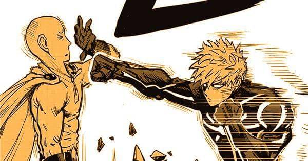 Saitama dan Genos latih tanding ( Dok. tonarinoyj.jp/One Punch Man )