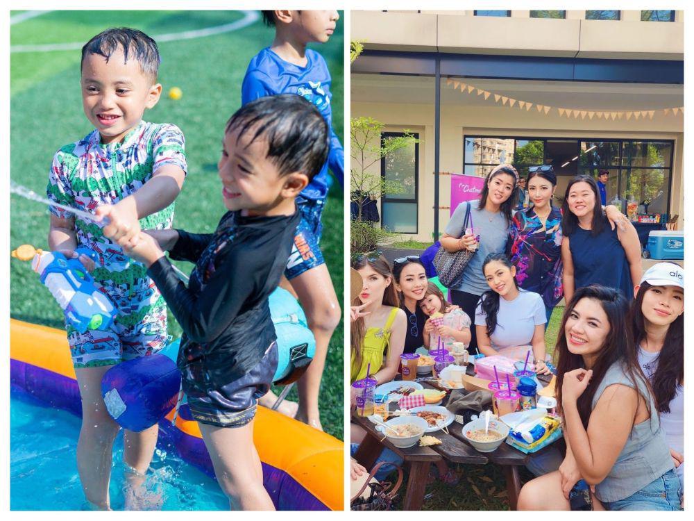 Ini 7 Momen Rachel Vennya Temani Anak Berenang, Akrab Sama Ibu-Ibu!
