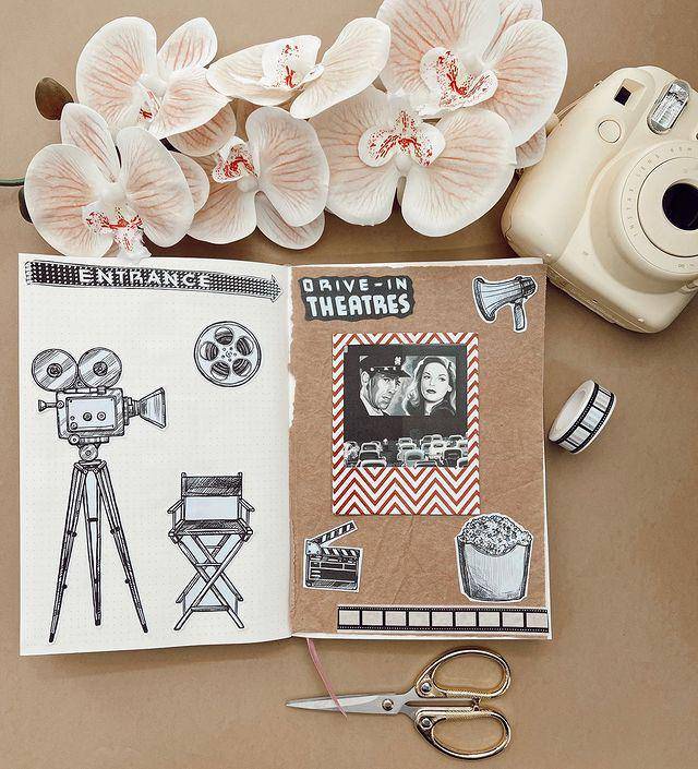inspirasi journalling tema film (Instagram.com/cristina_bujo)