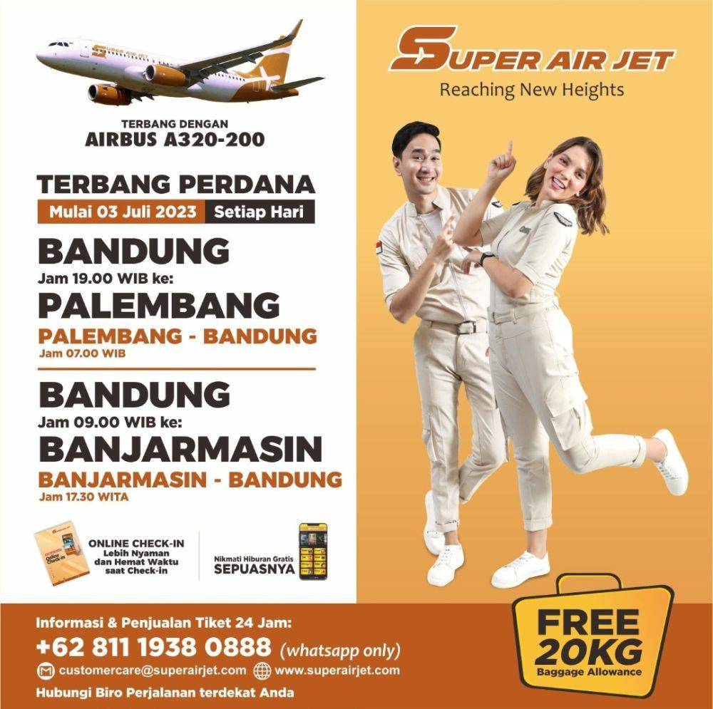 Rute baru maskapai Super Air Jet tujuan Palembang - Bandung di Bandara SMB II