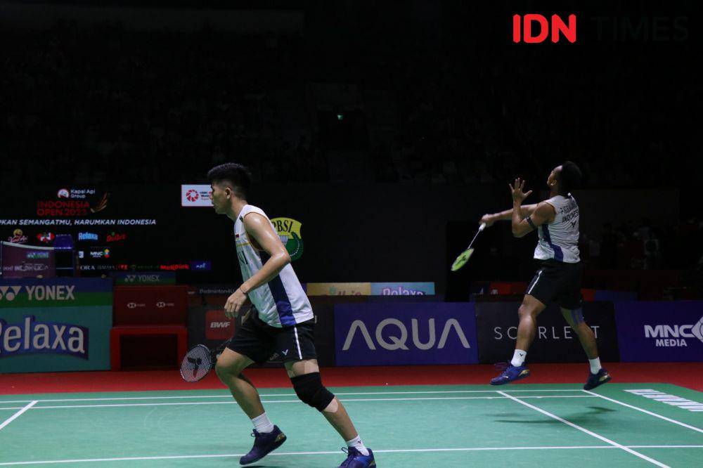 Pramudya/Yeremia di Indonesia Open 2023. (IDN Times/Sandy Firdaus)