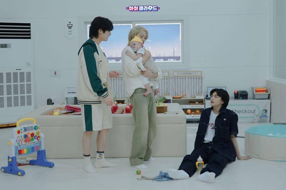 potret I.N, Felix, Hyunjin (Stray Kids) dan baby Rowoon di The Return of Superman: Baby Cloud (twitter.com/kbs_super)