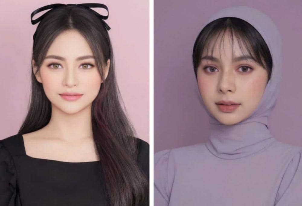 7 Potret Artis Berhijab Join Trend AI Korea, Siapa yang Paling Mirip?