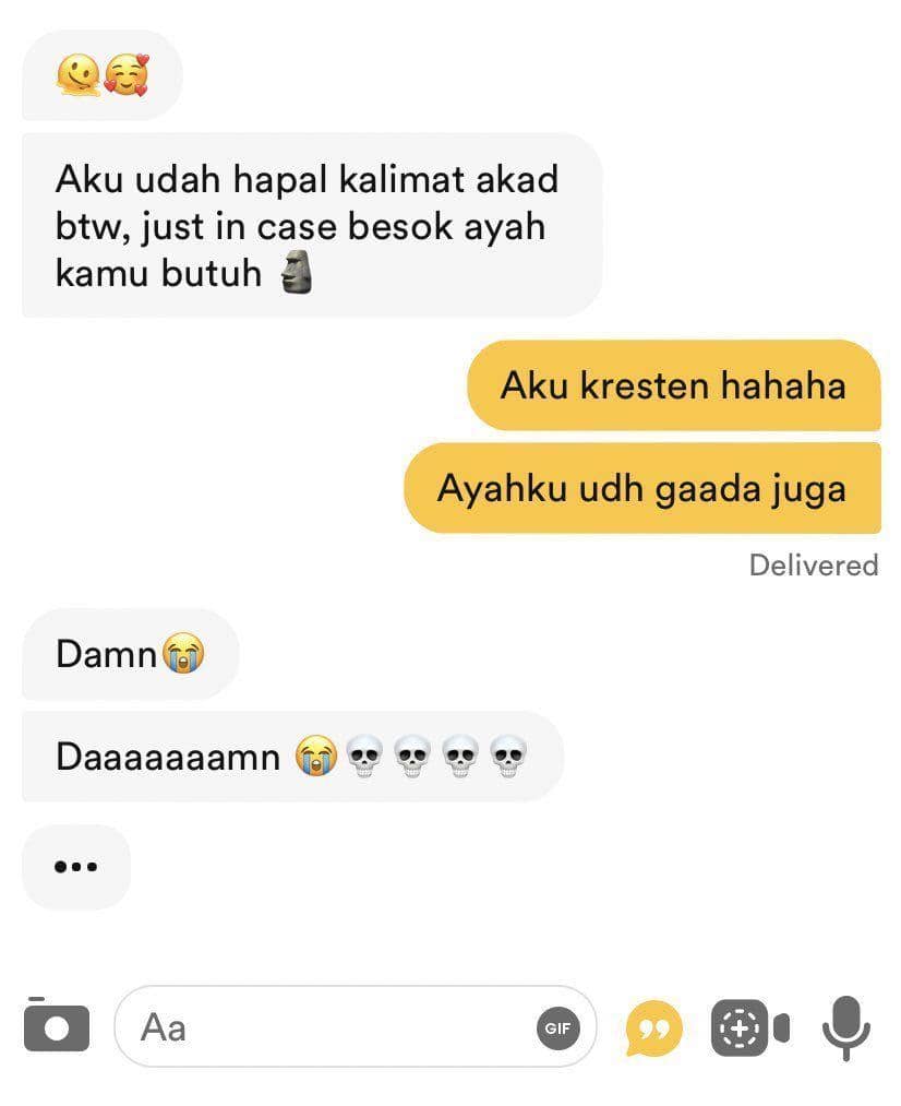 Chat lucu warganet (twitter.com/bumblesupremacy)