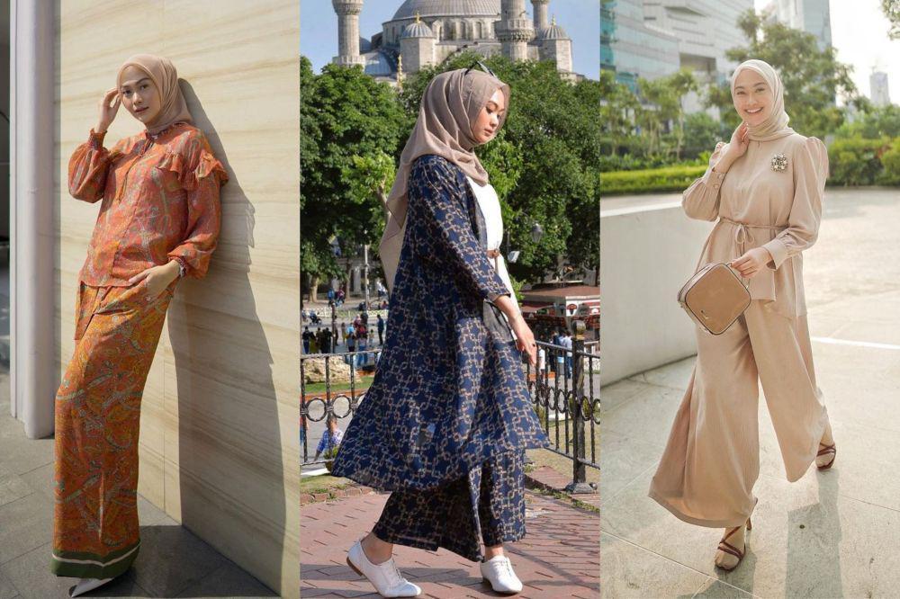 8 Ide Outfit Hijab One Set ala Indah Nada Puspita, Modis