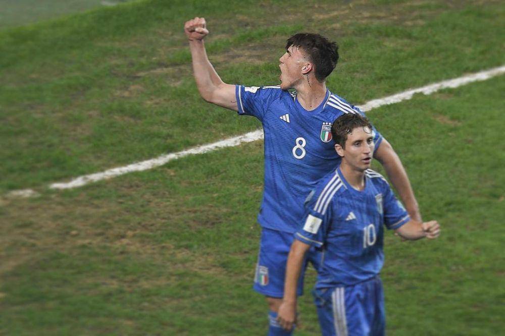 Cesare Casadei setelah mencetak gol bagi Italia U-20 di Piala Dunia U-20 2023. (instagram.com/_cesarecasadei)i