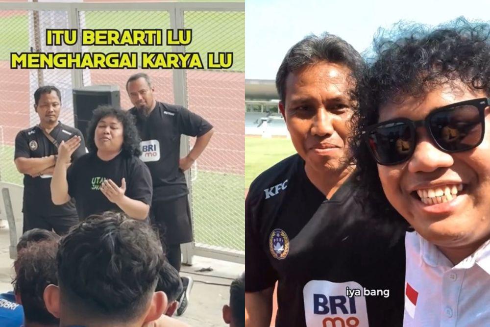 7 Potret Marshel Widianto Jadi Motivator Atlet Sepak Bola Muda, Keren!
