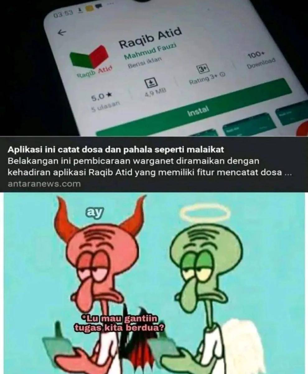 meme bingung catat kebaikan atau keburukan (instagram.com/lesmantaxd)