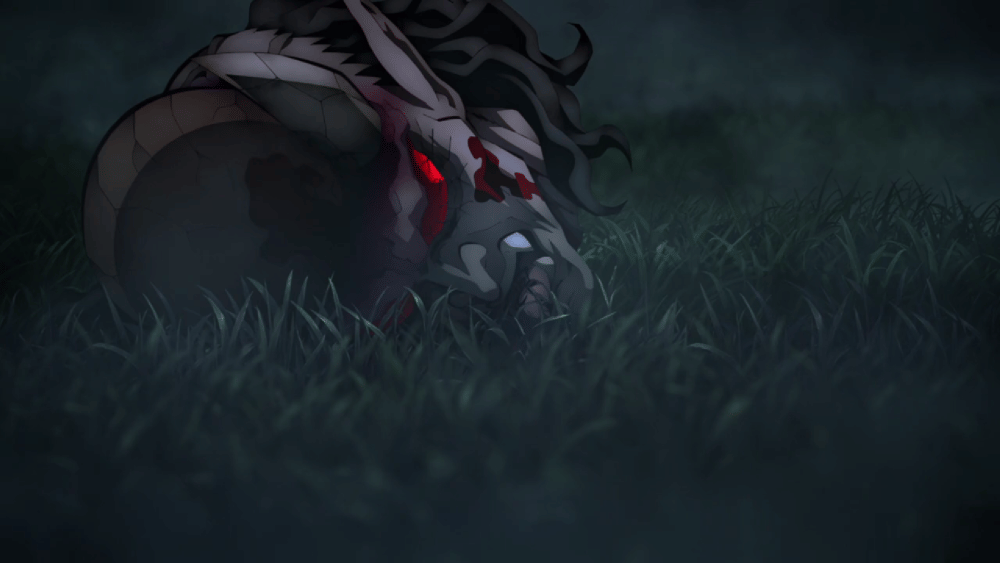 Kepala Urami yang terpenggal (dok. Ufotable/ Kimetsu no Yaiba Swordsmith Village Arc)