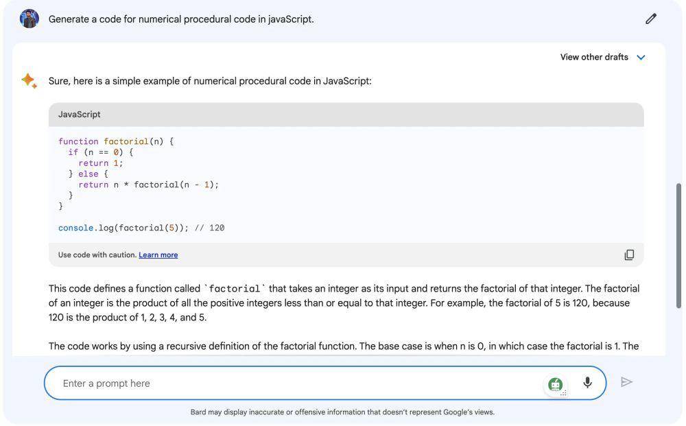 kemampuan coding Bard AI (dok. Google)