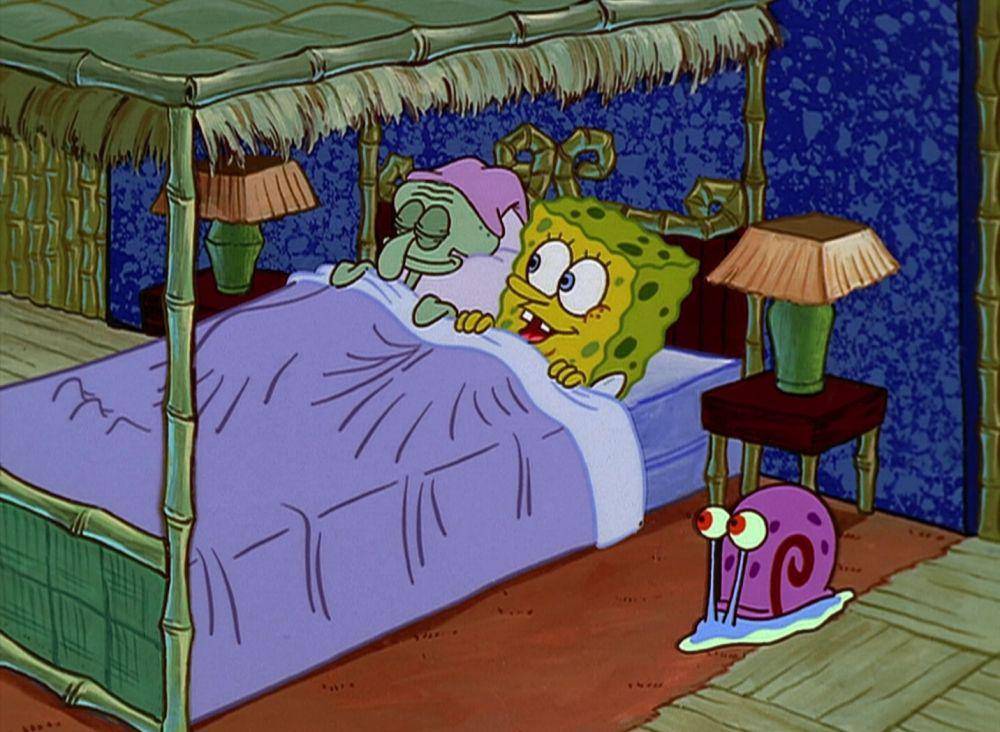 SpongeBob menginap di rumah Squidward (dok. Nickelodeon/SpongeBob SquarePants)