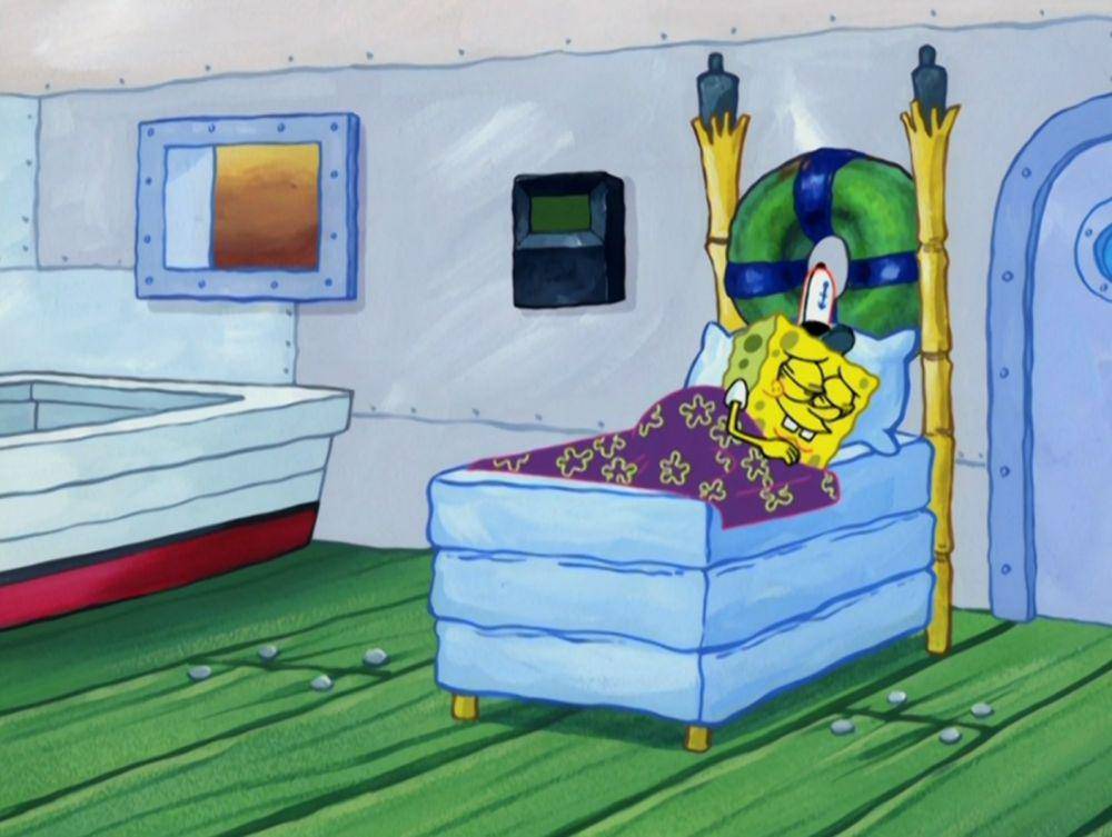 SpongeBob tidur di Krusty Krab (dok. Nickelodeon/SpongeBob SquarePants)