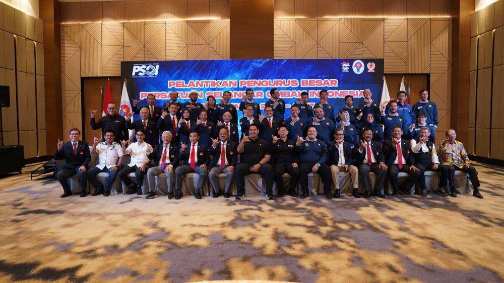 Ketum PSOI dalam acara pelantikan bersama Menpora, KONI, dan KOI. (Dok. PSOI)