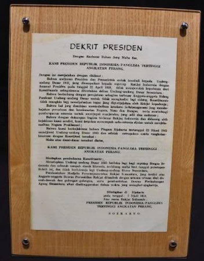 Dekret Presiden 5 Juli 1959 (dok. Kebudayaan Kemdikbud)
