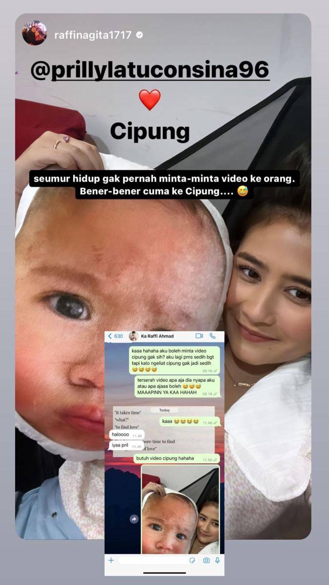 Prilly ngefans dengan Rayyanza Cipung (instagram.com/prillylatuconsina96)
