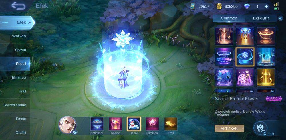 Efek recall Seal of Eternal Flower (dok. Moonton/Mobile Legends: Bang Bang)