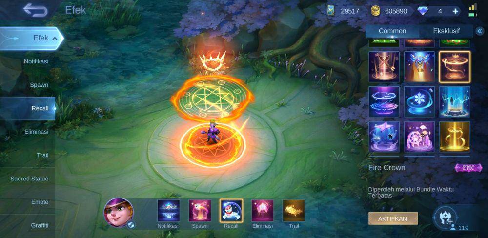 Efek recall Fire Crown (dok. Moonton/Mobile Legends: Bang Bang)