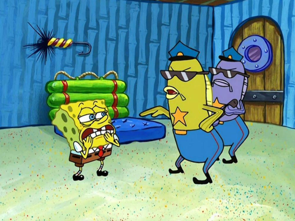 SpongeBob diselidiki oleh polisi (dok. Nickelodeon/SpongeBob SquarePants)