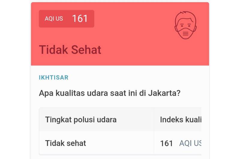 Kualitas Udara Jakarta pada Kamis (22/6/2023) tergolong tidak sehat. (iqair.com)