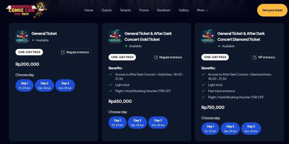 Tiket Indonesia Comic Con. (indonesiacomiccon.com/ticket)