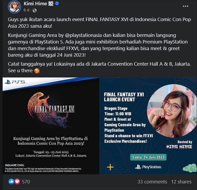 Informasi dari page Facebook Kimi Hime soal Launch Event. (facebook.com/KimberlyHime)