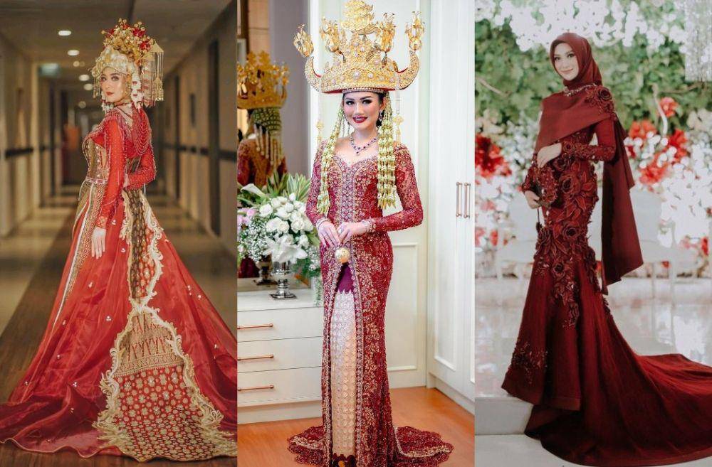 Kebaya dan dress pernikahan merah (instagram.com/dsyrhy | instagram.com/myrnamyura | instagram.com/indahnadapuspita)