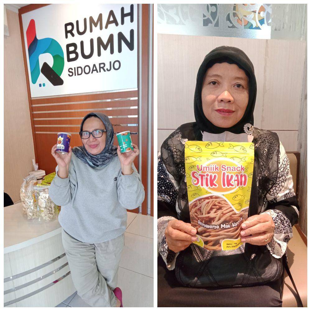 Aida dan Sunarmi saat menunjukkan produknya. IDN Times/Faiz Nashrillah