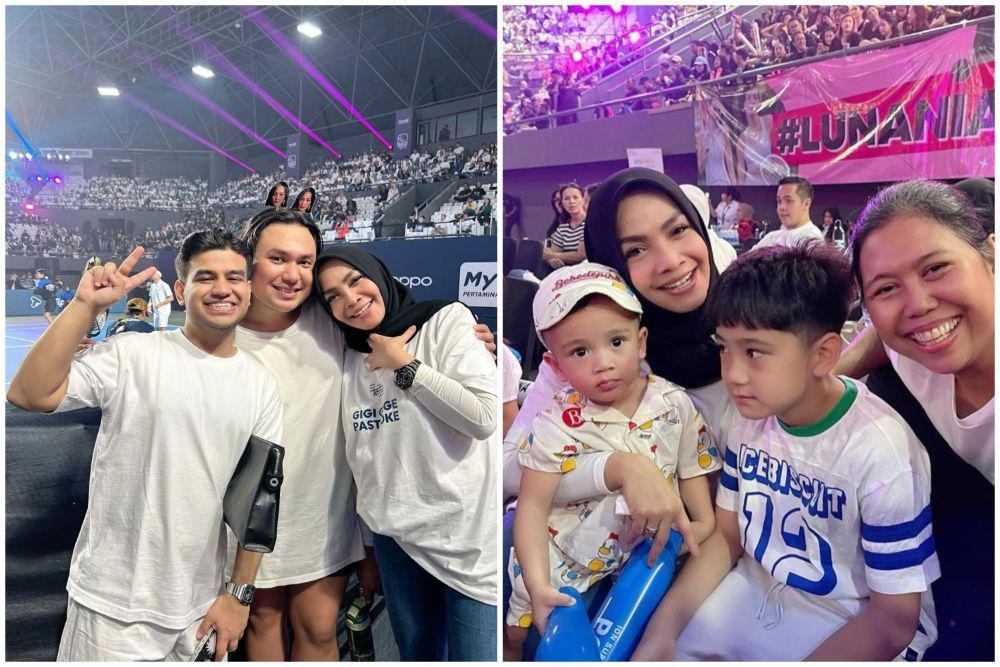 8 Momen Mama Rieta Amilia Dukung Anak dan Menantu Tanding Tenis, Heboh