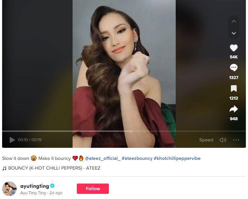 Ayu Ting Ting mengikuti Bouncy challenge. (tiktok.com/@ayutingting)