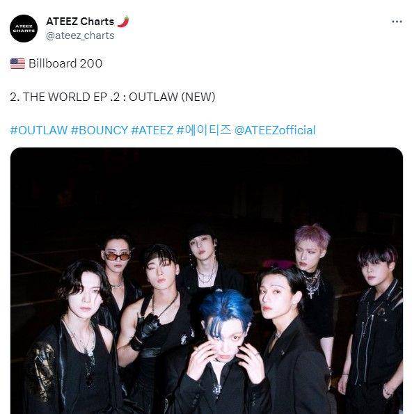 ATEEZ menduduki tangga lagu Billboard 200. (twitter.com/ateez_charts)
