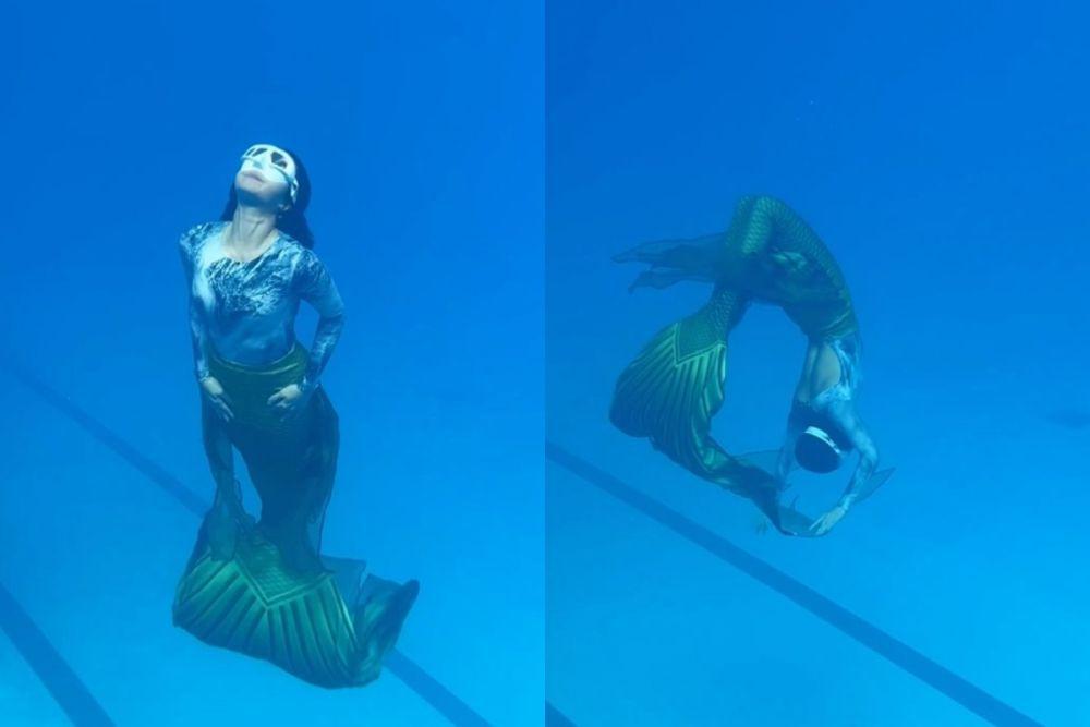 7 Potret Gisel Menyelam dengan Kostum Mermaid, Pamer Gerakan Akrobatik