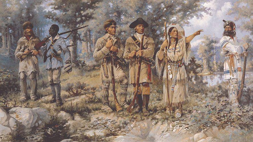 lukisan Lewis and Clark di Three Forks, Montana State Capitol (commons.wikimedia.org/Edgar Samuel Paxson)