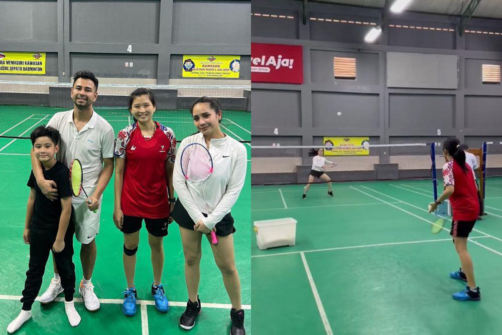7 Potret Keluarga Raffi Ahmad Badminton Bareng Debby Susanto