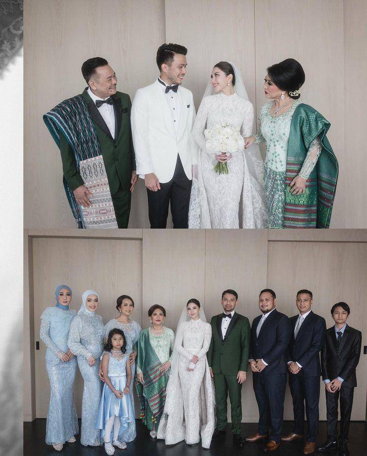 kebaya dan dress orangtua saat pemberkatan nikah atau akad (instagram.com/jscmila)
