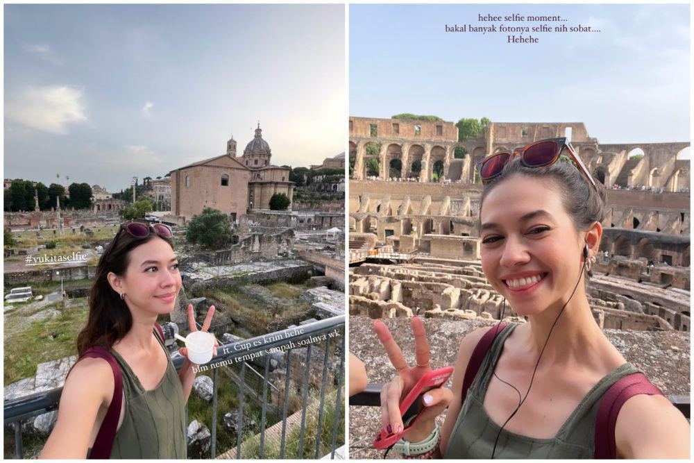 10 Momen Yuki Kato Wisata Sejarah ke Colosseum di Roma, Banyak Belajar