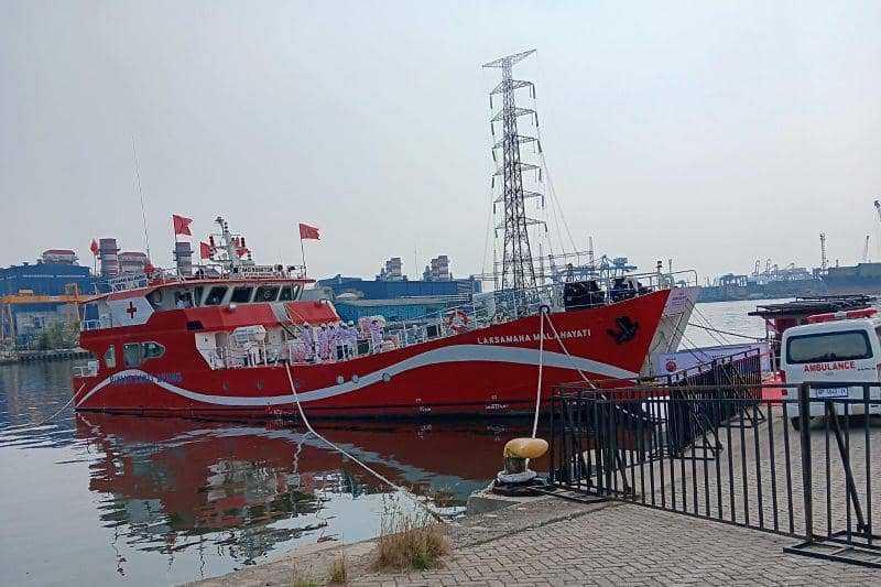 Kapal Rumah Sakit Terapung Laksamana Malahayati yang sedang bersandar di pinggir Pelabuhan Tanjung Priok, Jakarta Utara pada Sabtu (10/6/2023) lalu. (ANTARA/HO-BKKBN)