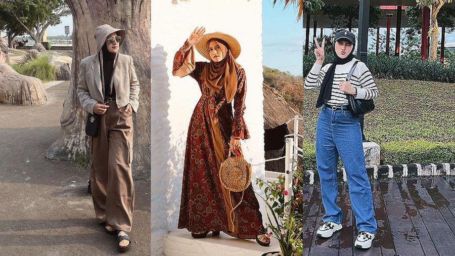 9 Mix and Match Hijab dan Topi ala Silvia Anggraini