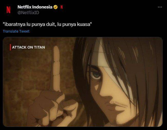 meme lu punya duit lu punya kuasa (twitter.com/netflixid)
