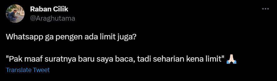 curhat kesel warganet Twitter dibatasi (twitter.com/araghutama)