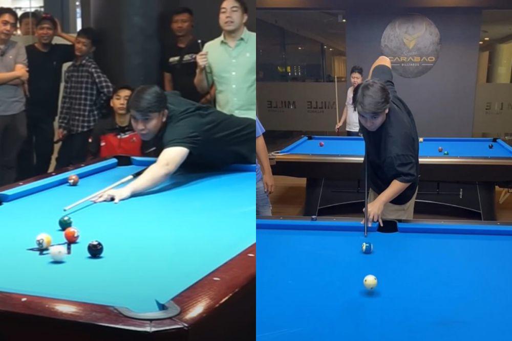 7 Potret Billy Syahputra Main Biliar, Pamer Trick Shot!