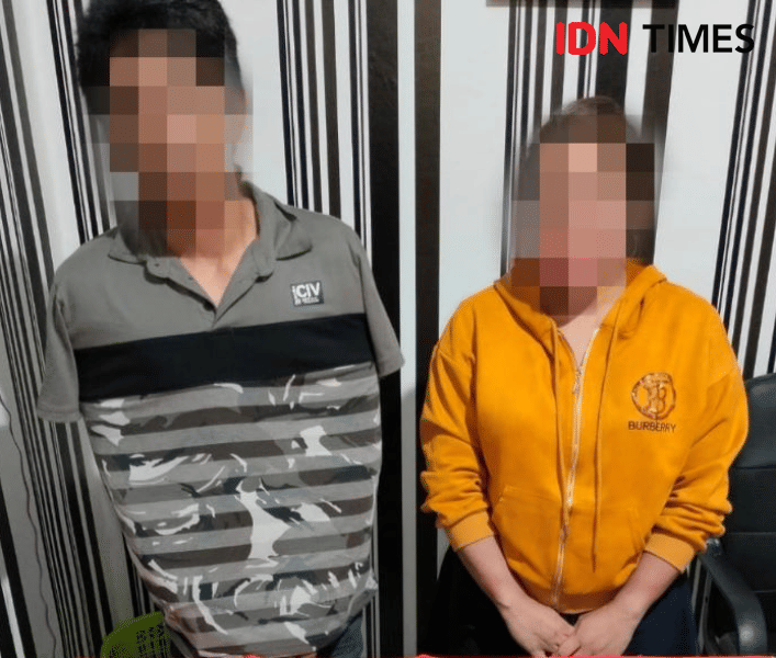 Tersangka MA dan DH pasutri pengedar sabu yang dibekuk Satuan Resnarkoba Polres Paser. Sumber Foto Humas Polres Paser (IDN Times/Ervan)