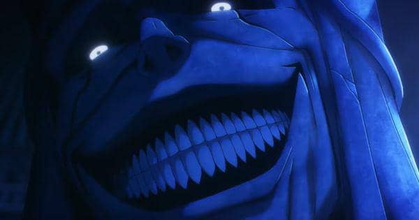 Seringai patung raksasa di dungeon ganda ( Dok.  Crunchyroll Collection / Solo Leveling )