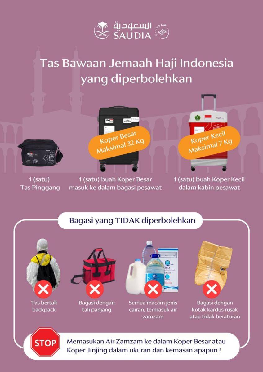Barang-barang yang boleh dan tidak boleh dibawa jemaah haji (Saudi Airlines)