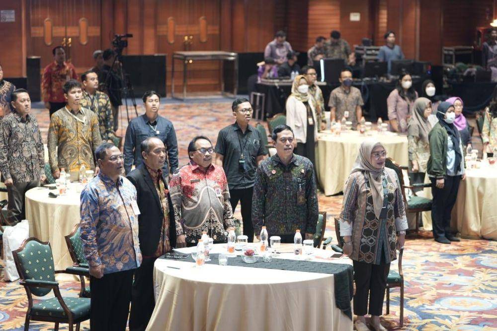 Potret peresmian (launching) Aplikasi Mobile JDIH BPIP (Jaringan Dokumentasi dan Informasi Hukum) yang diselenggarakan di Ballroom Hotel Bidakara, Jakarta, Selasa (4/7/2023). (Dok. BPIP)