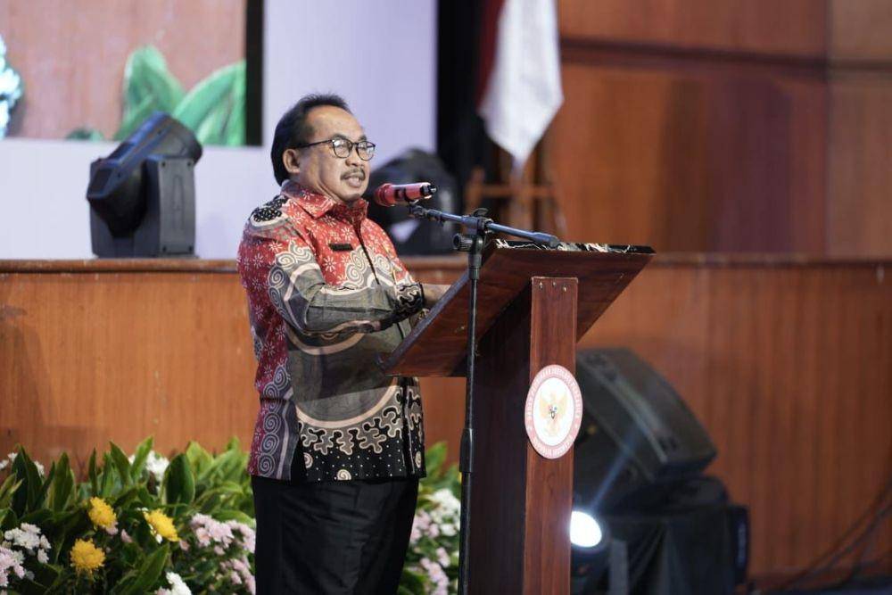 Wakil Kepala Badan Pembinaan Ideologi Pancasila (BPIP), Karjono, saat menghadiri peresmian (launching) Aplikasi Mobile JDIH BPIP (Jaringan Dokumentasi dan Informasi Hukum) yang diselenggarakan di Ballroom Hotel Bidakara, Jakarta, Selasa (4/7/2023). (Dok. BPIP)